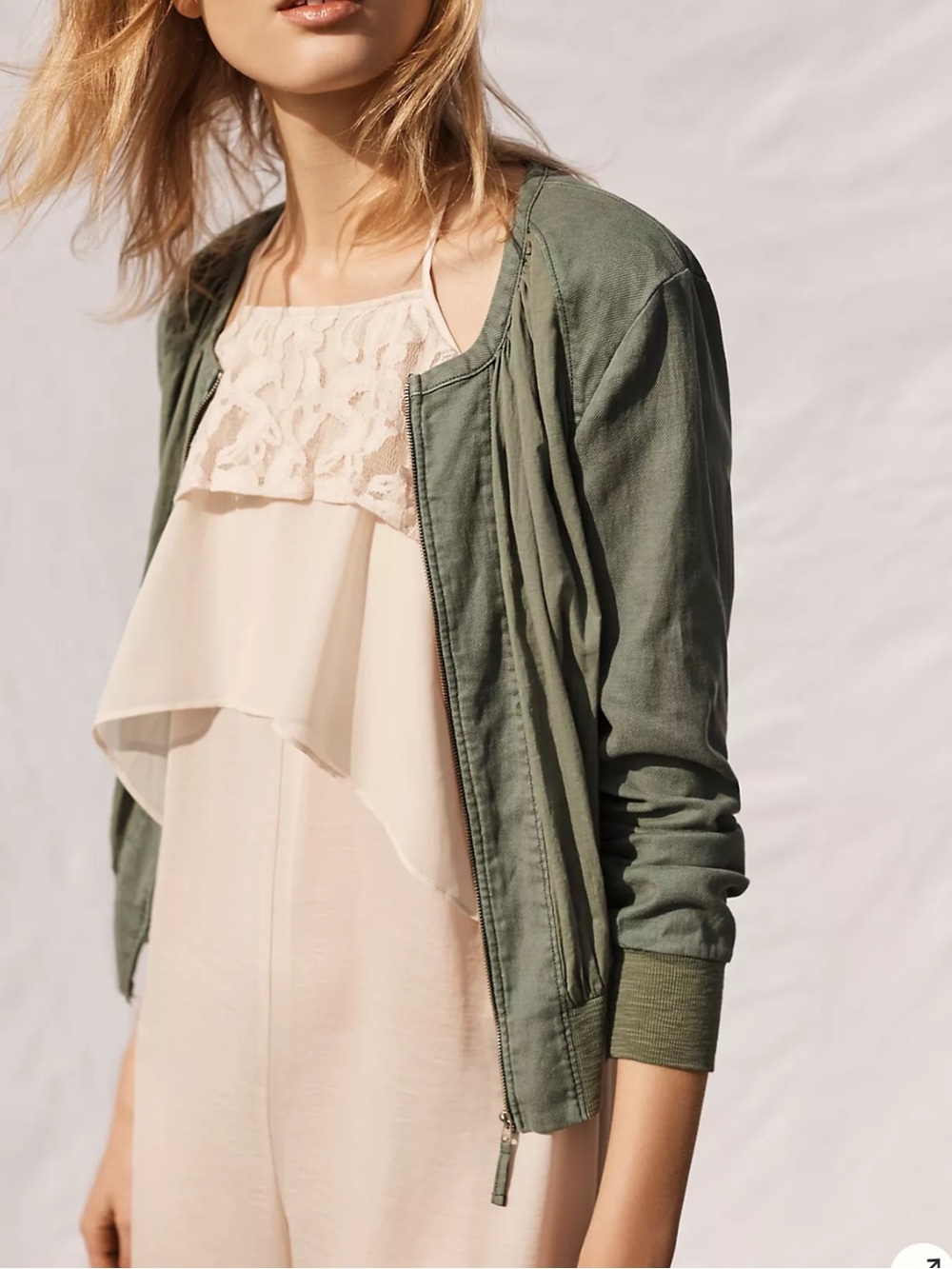 Lightweight Olive Bomber Jacket - Women's